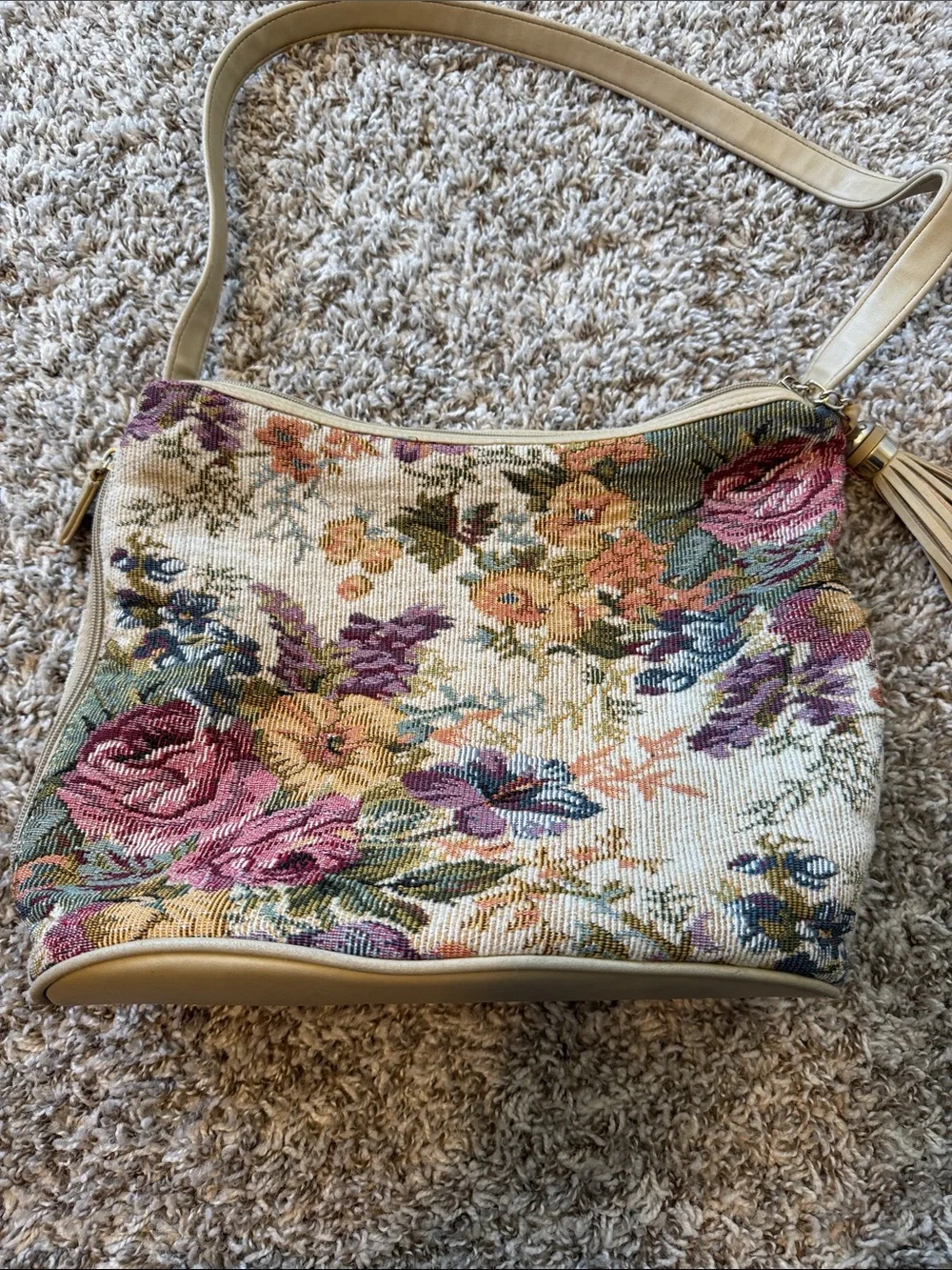 Toni Floral Tapestry Shoulder Bag Cottagecore Tassel Purse